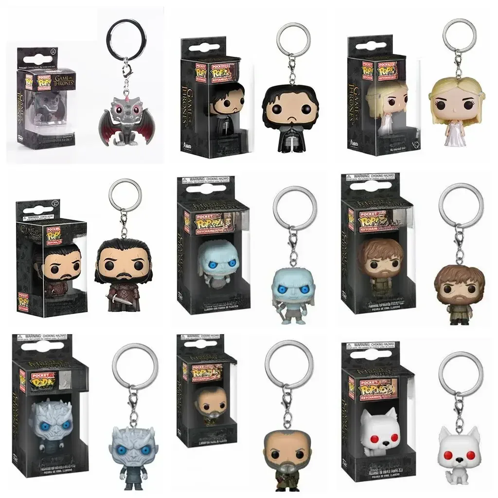 FUNKO pop film TV jeu de Jon Snow Daenerys Davos fantôme nuit roi trônes Tylion Drogon porte-clés Figure modèle jouets à collectionner