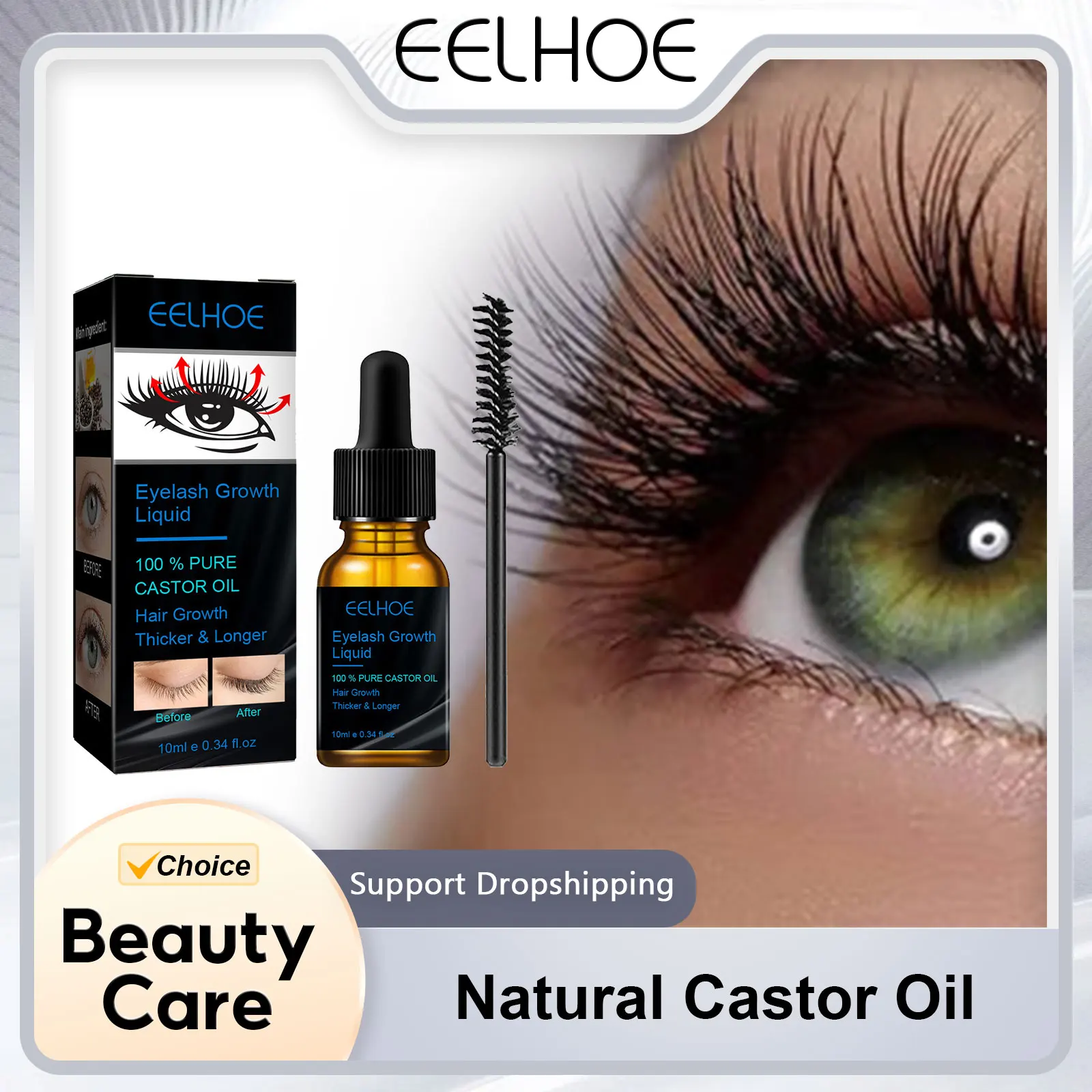 Natuurlijke Ricinusolie Wimpergroei Serum Langer Voller Enhancer Wenkbrauw Wimpers Lifting Behandeling Essence Care Voor Mannen Vrouwen