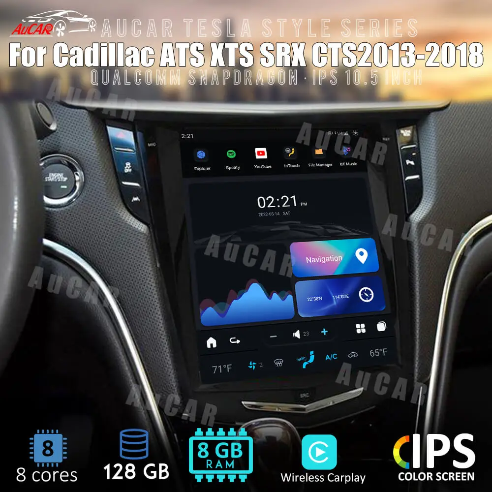 

AuCar 10.5 Inch Android 11 Car Radio GPS Navigation For Cadillac ATS XTS SRX CTS 2013-2018 Car Video Multimedia Player Head Unit