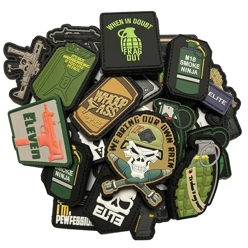 China Factory Wholesale Customized 2D/3D Soft Rubber PVC Patches Tactical Badges with Hook Fastener