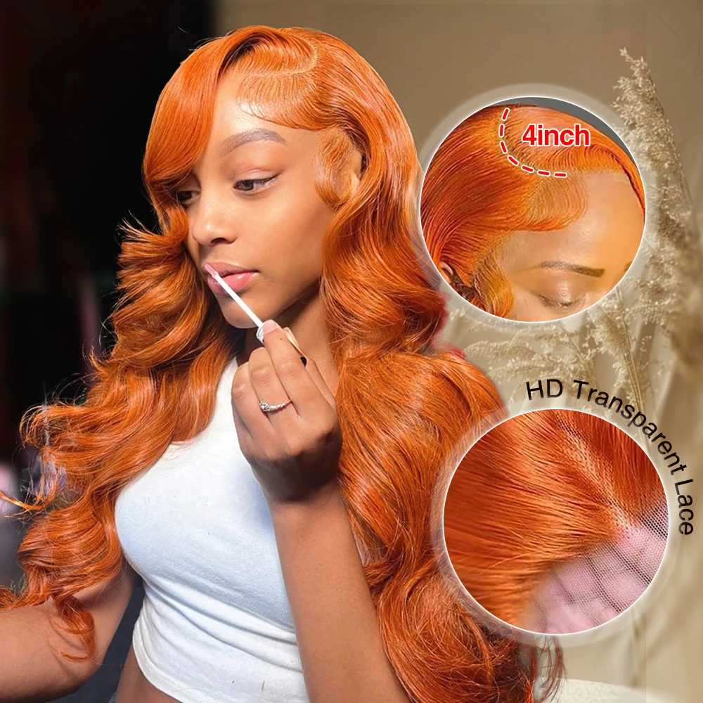 30 inch kant voorpruik menselijk haar gember 13x6 kant frontale pruik oranje gember kant voor menselijk haar pruik body wave menselijk haar pruiken