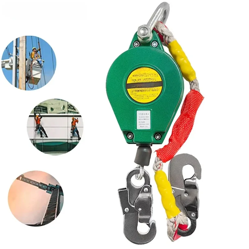 High Altitude Fall Protection Device 3-15 Meters Descender Safety Belt Fall Arrester Automatic Rope Lock Self-Locking Device