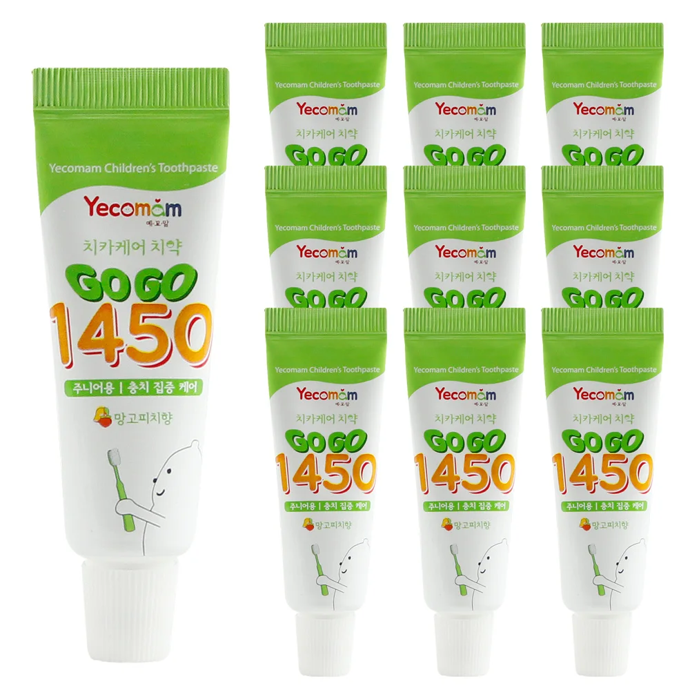 예꼬맘 고고 불소 1450 어린이 소형치약 10개 (15g)