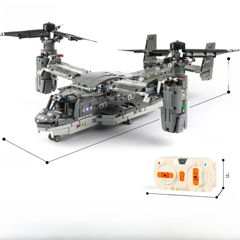1685 pcs ww2 High-Tech-Militär waffe V-22 Fischadler Flugzeug Fernbedienung Modellbau steine Ziegel
