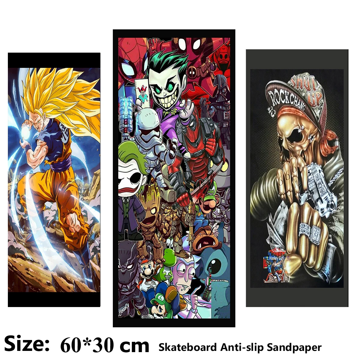 

Yellow Hair Cartoon Diamond Jewelry Skull Street Electric Scooter Anti-slip Sticker Sandpaper Skateboard Grip Tape Sheet 60*30cm