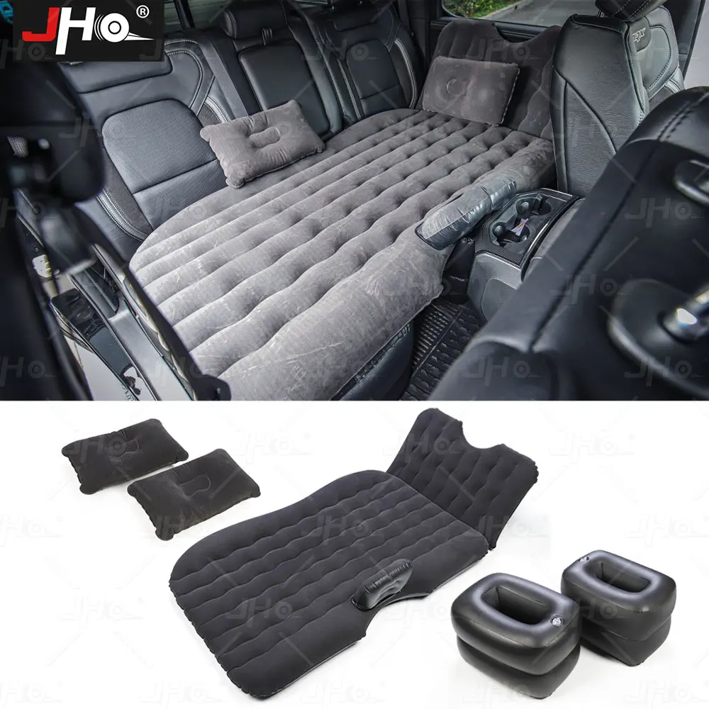 

JHO Car Air Bed Full Set with Airpump and Pillow Outdoor Camping Mat Cushion Inflatable Back Seat Travel Bed Mattress