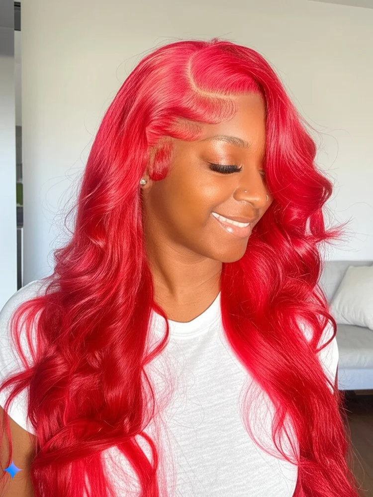 

Hot Red Body Wave 13x4 Hd Lace Frontal Wig 30 34 Inch Brazilian Cosplay 13x6 Lace Front Color Human Hair Wigs 250% For Women
