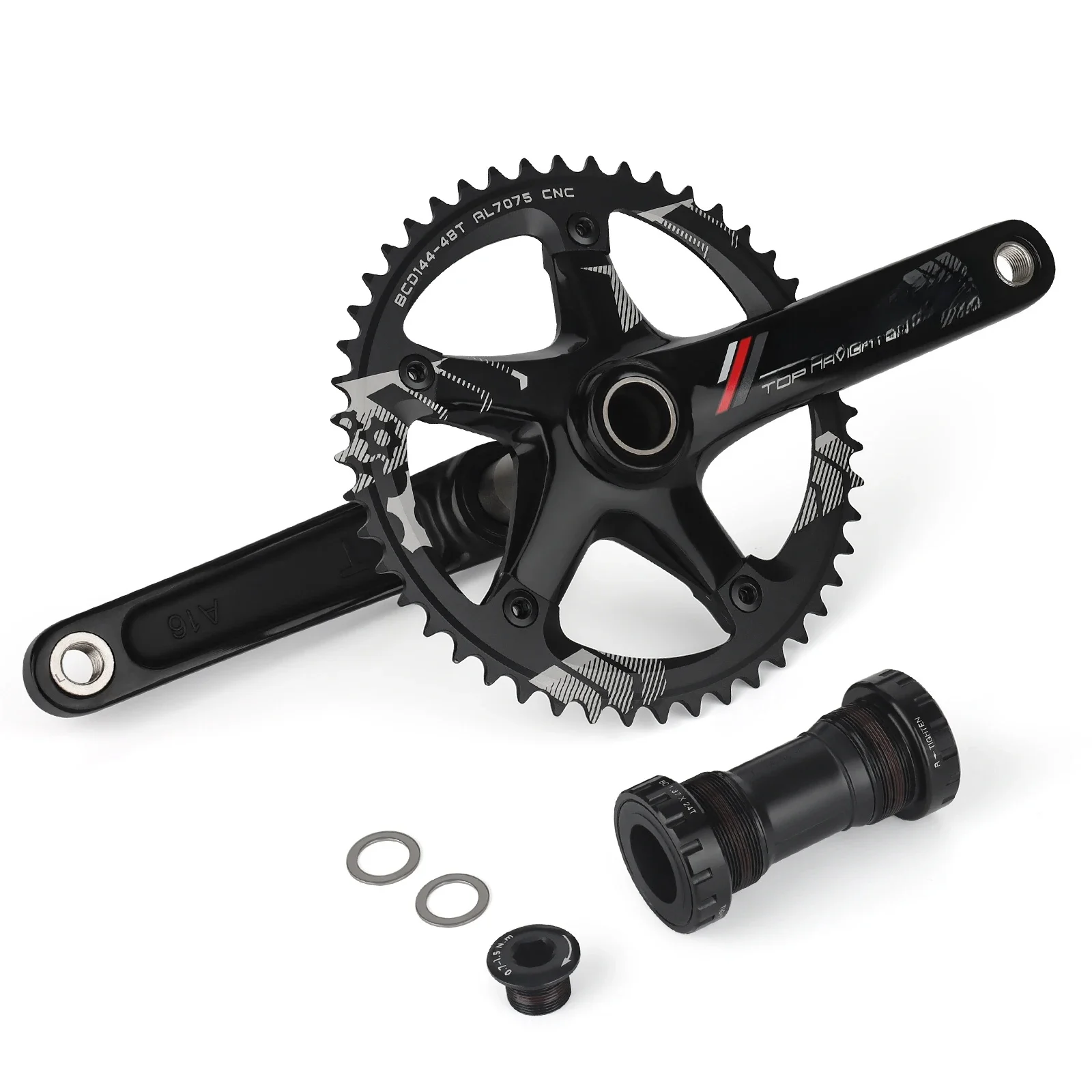 AliExpress SKEVCE Road Bike Crankset 144BCD 48T 165mm Alloy BB91 Single Crankset For Fixed-Gear Bikes Cranks Track Bikes Accessories