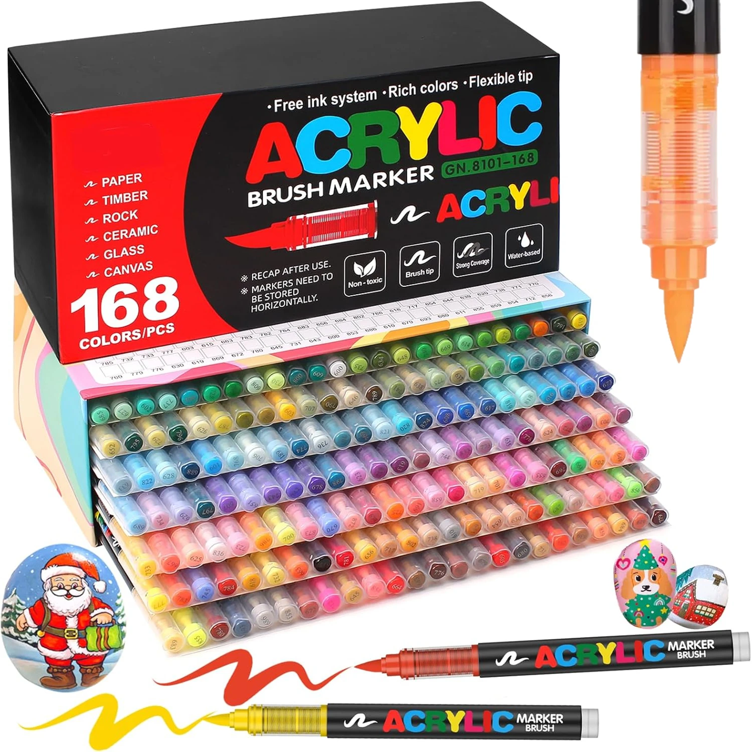 Acrylic Paint Soft Brush Markers Set, Soft Brush Tip Paint Pens and Paint Markers, Acrylic Paint Pens for Wood, Stone, Canvas