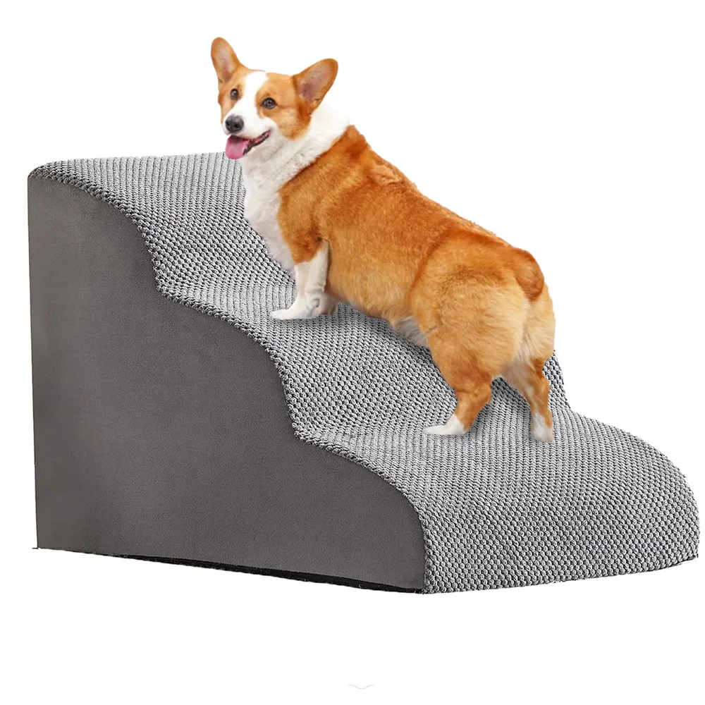 Escalera de 3 escalones para mascotas, rampa antideslizante extraíble para perros pequeños, gatos y cachorros