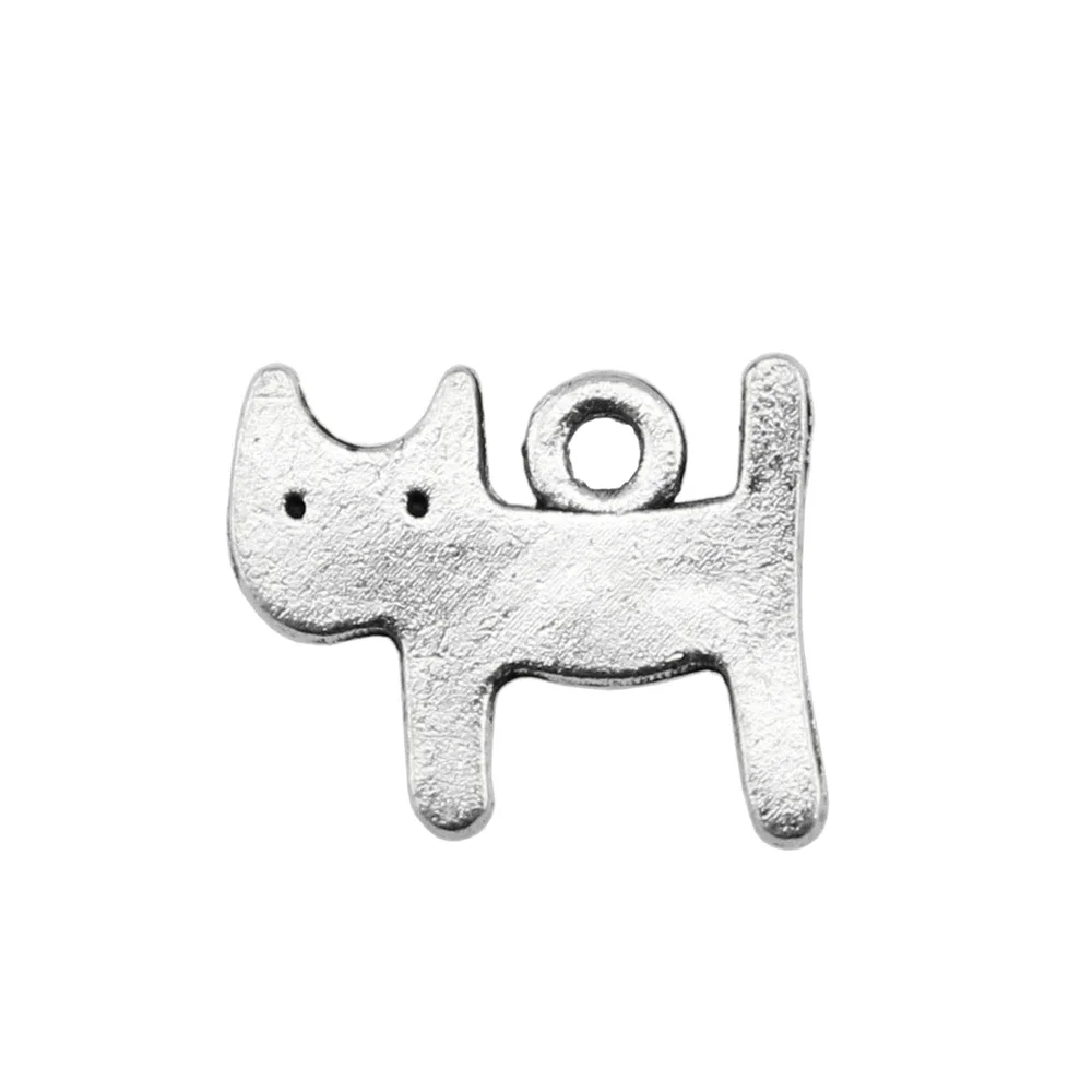 WYSIWYG 20 sztuk 14x12mm wisiorek mały kot Kawaii kot urok zawieszki do tworzenia biżuterii antyczne srebro kolor śliczne kot wisiorki — zdjęcie 2
