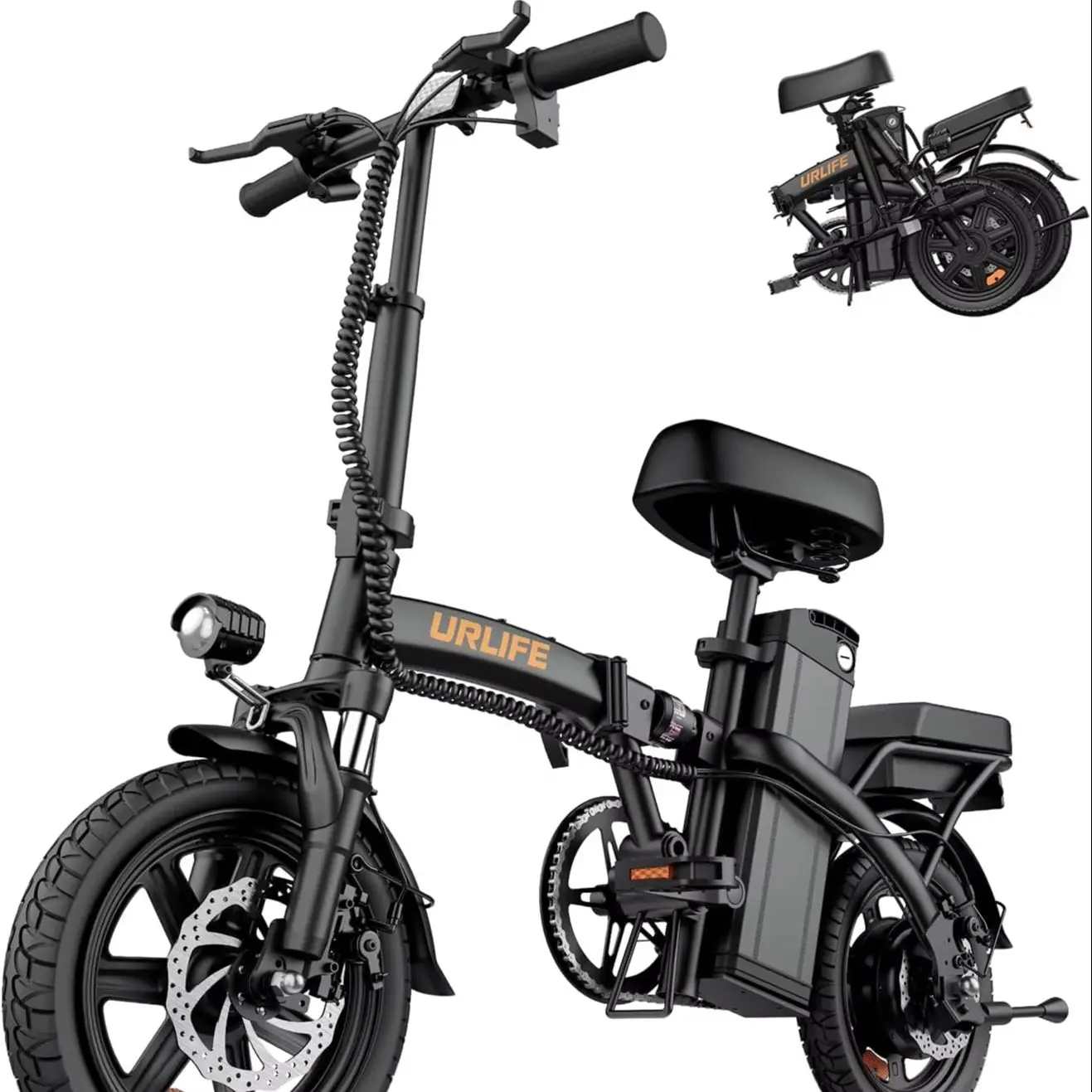 F1L 14-Zoll Faltbares Elektrofahrrad, 48V 7,5Ah Abnehmbarer Akku, Doppelte Scheibenbremsen, Mehrfache Stoßdämpfung, Maximale Reichweite von 50km