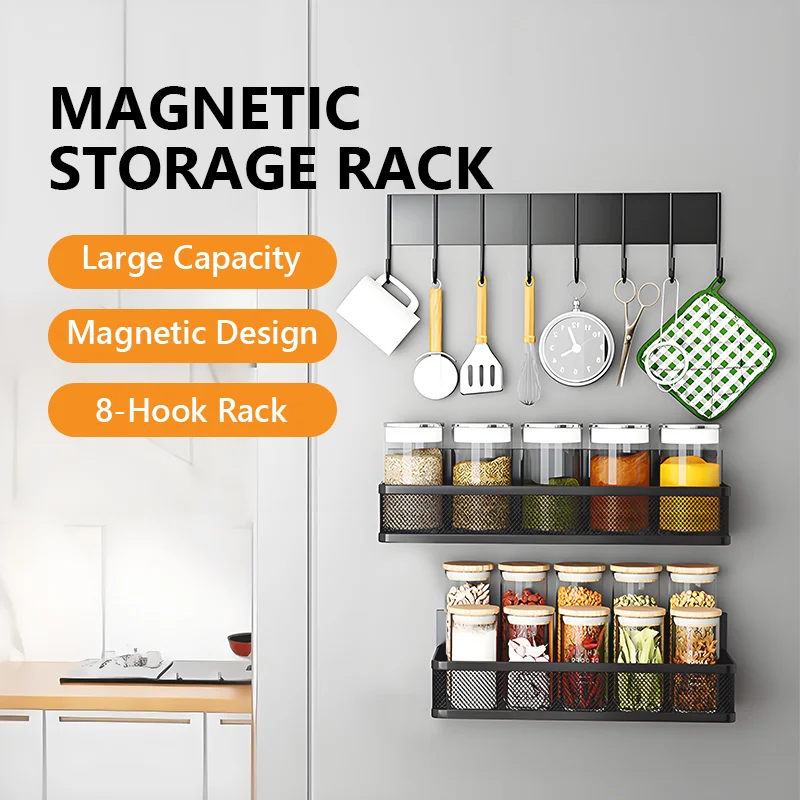 

Multifunctional Non-Drilling Wall-Mounted Kitchen Refrigerator Magnetic Absorption Storage Rack, Multi-Layer