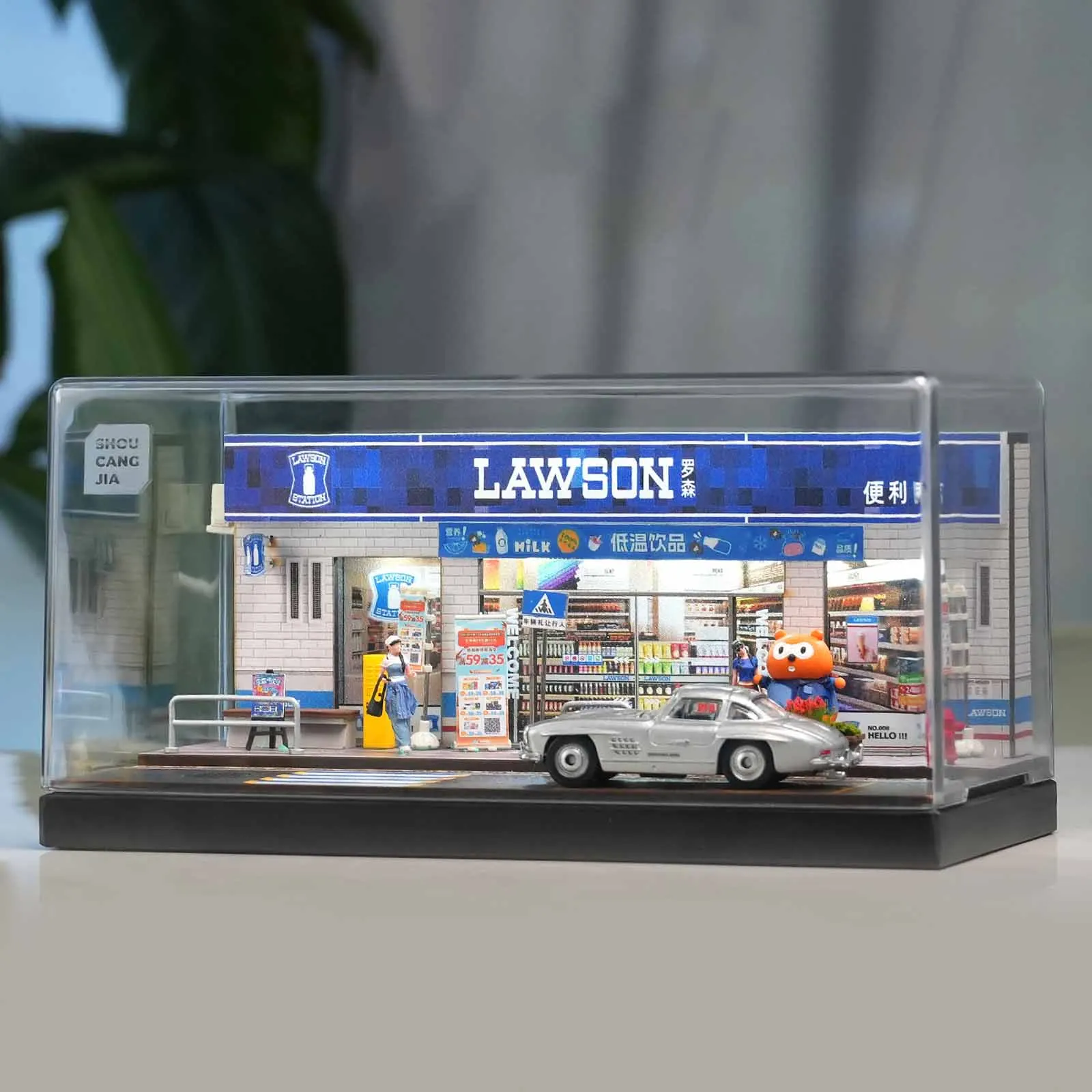 1/64 Scale Diorama Convenience Store Model Diecast Models Street Scenery Layout Car display Garage LED Mini Building Model
