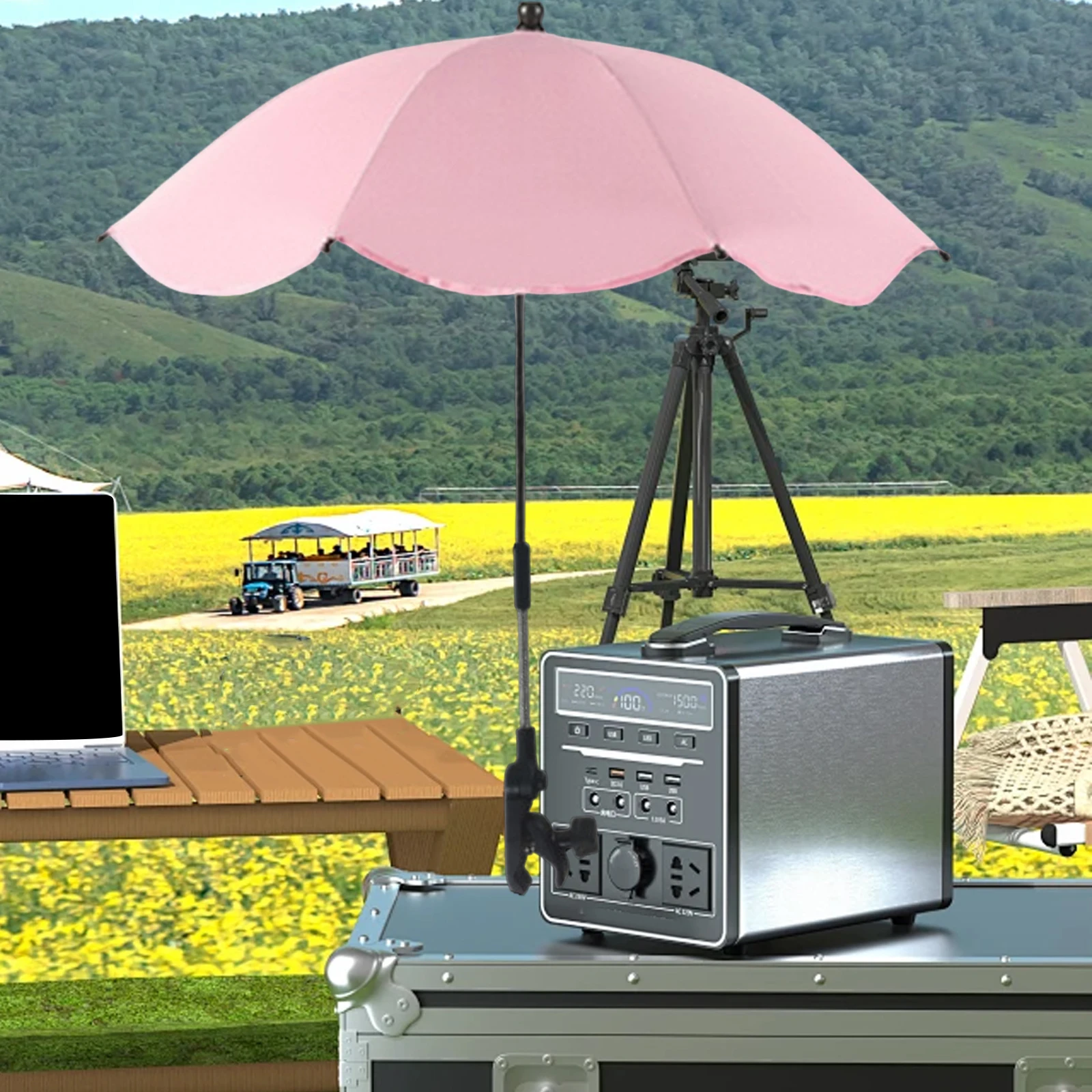 كليب على مظلة يدفع باليدين الم - مراجعة Outdoor Furniture Umbrella وسعره