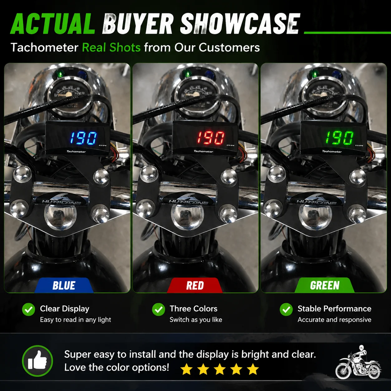 Motorcycle Mini Digital Tachometer 0-20000RPM Universal LED RPM Gauge Meter Red Blue Green Display Motorcycle Accessories view 4