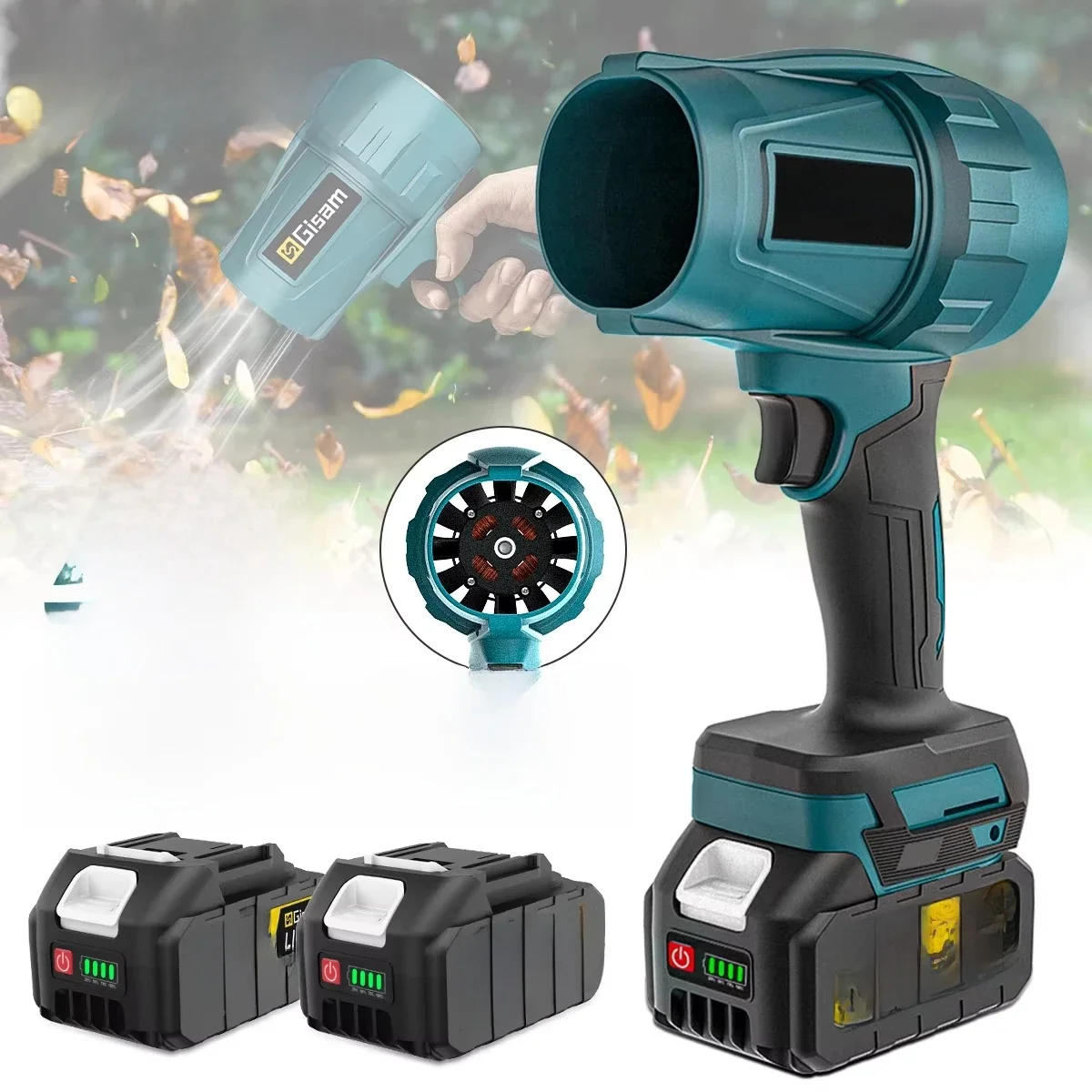 Góm 200 M/S Borstelloze Turbo Jet Fan 1500 W Draadloze Elektrische Luchtblazer Gewelddadige Handheld Power Tool voor Makita 18 V Batterij Pin - afbeelding 2
