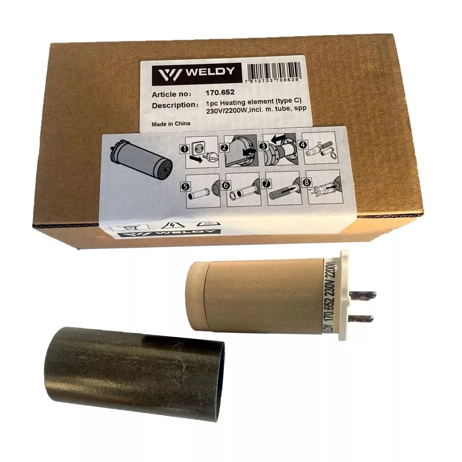 Weldy Heating Element with Mica Tube 230V 2200W 170.652 Ceramic Core for Booster EX2/EX3 Plastic Extrusion Welder