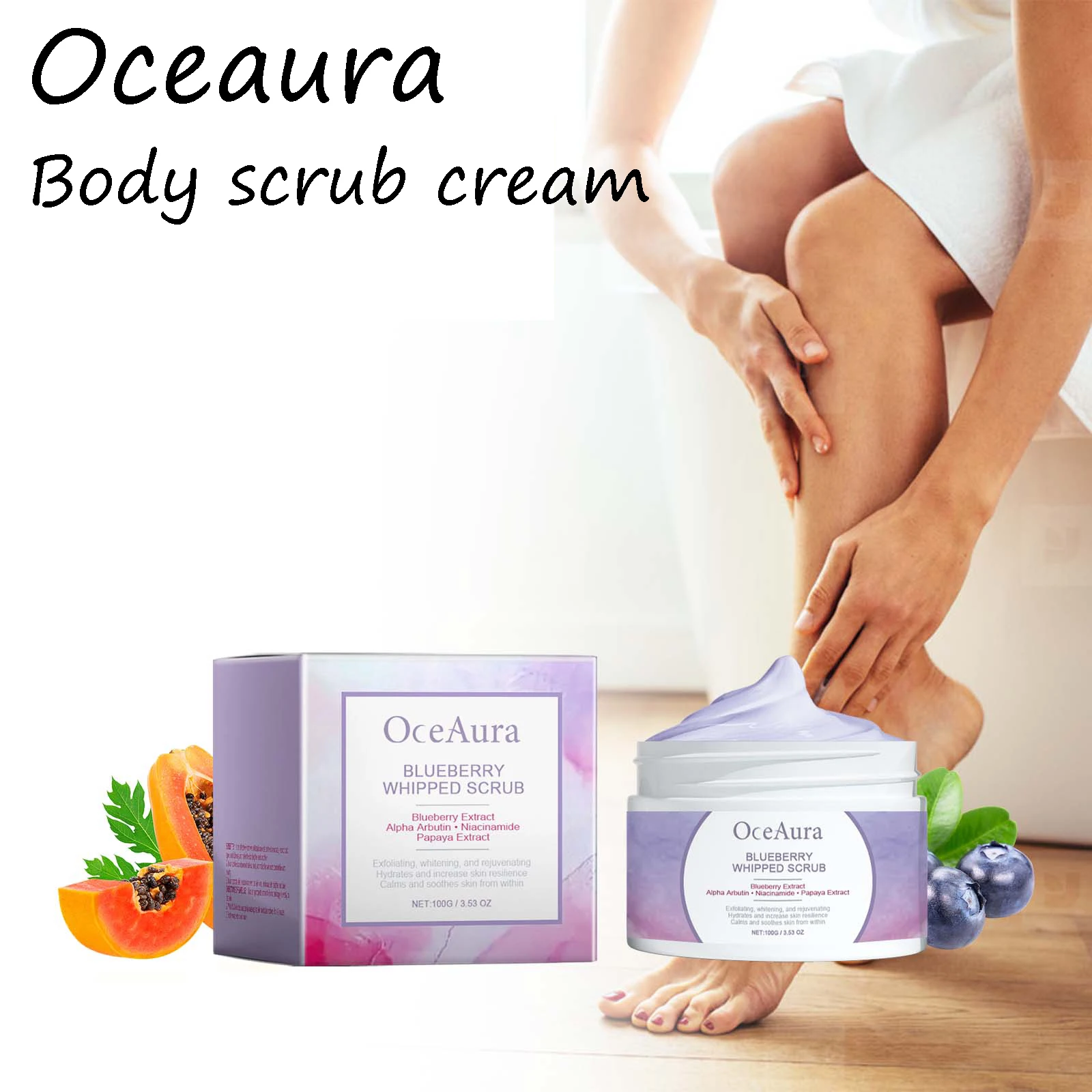 Oceaura Crema Scrub Corpo Mirtillo Esfoliante Delicato Ridurre L'opacità Della Pelle Migliora La Rugosità Rimuovere La Pelle Morta Crema Scrub Corpo