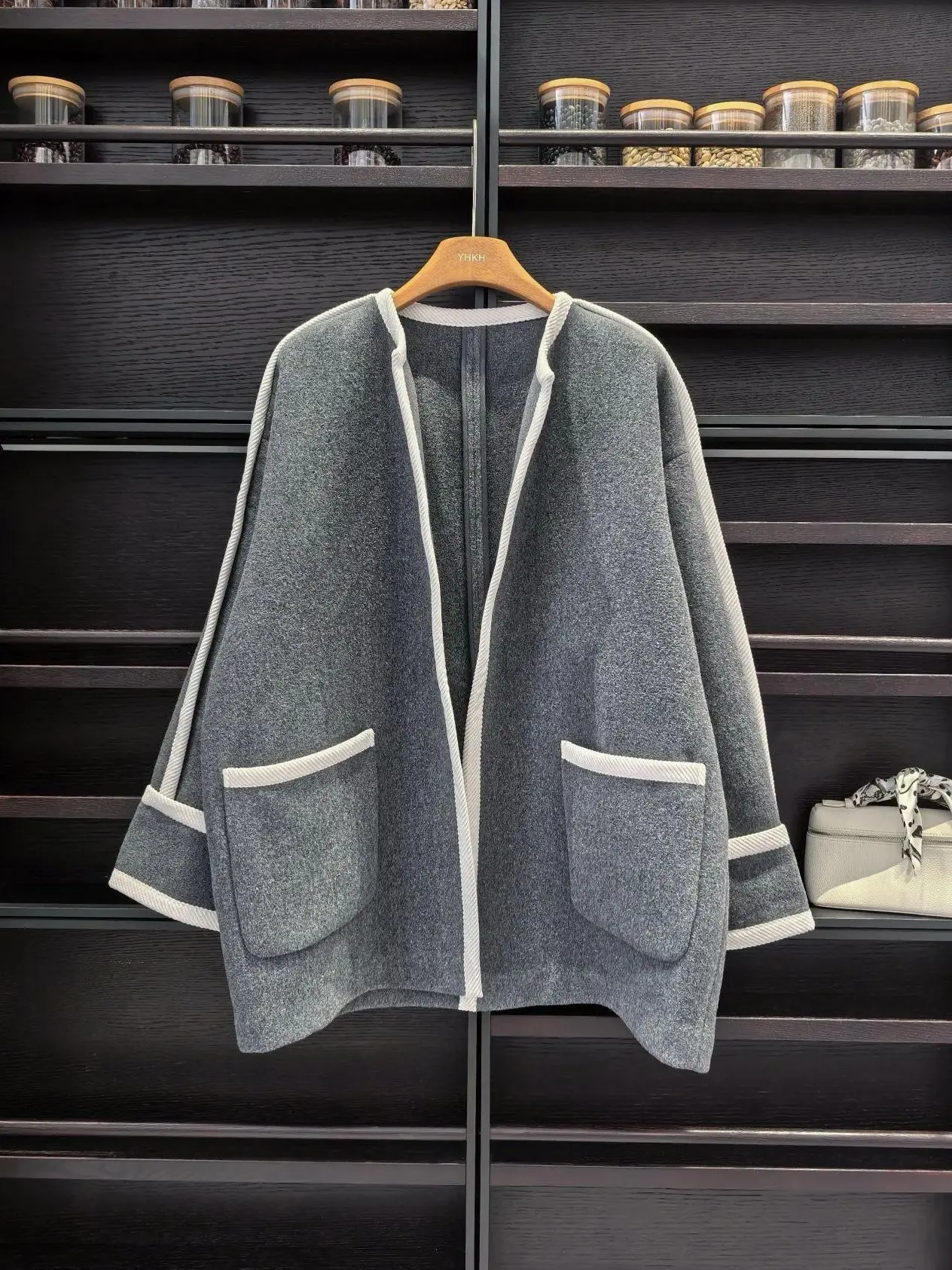 

Autumn-winter women's casual classic loose wool-cashmere coat