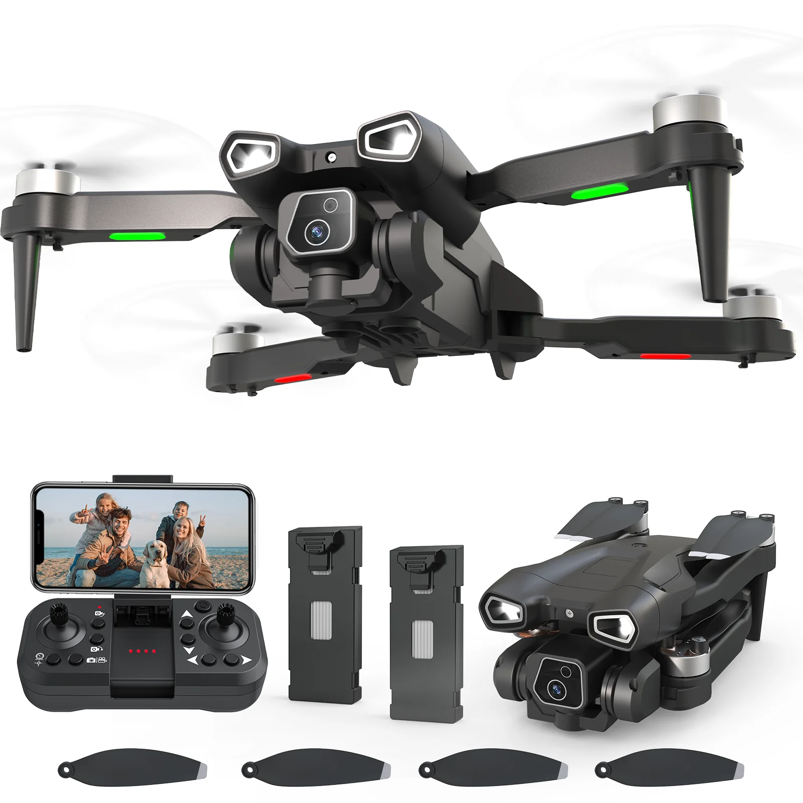 IDEA12Pro Drone with 4k Camera for adults Adjustable Upper and Lower Dual Cameras 40km/h Max Optical Flow 5G WiFi FPV Quadcopter