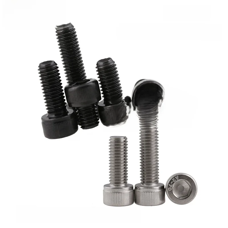 Vis à tête hexagonale allen en acier inoxydable, 5 à 50 pièces, M1.6 M2 M2.5 M3 M4 M5 M6 M8 * L DIN912 ou vis métriques de qualité noire 12.9