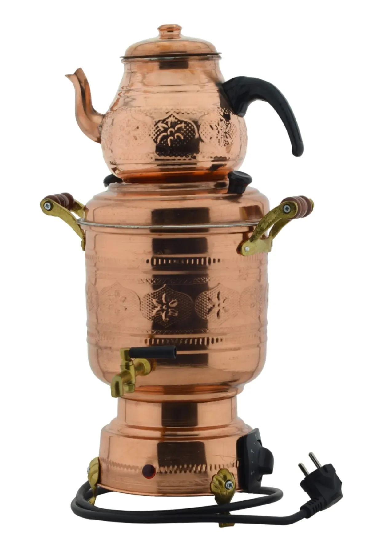 Hand Embroidered (26cmx46cm) Electric Copper Samovar with Copper Teapot Mod1