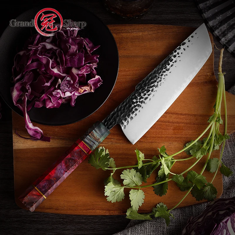 Grandsharp Kitchen Knifes Premium Quality Vegetables Kitchen Tools Japanese Nakiri AUS-10 3 Layers High Carbon Stainless Steel