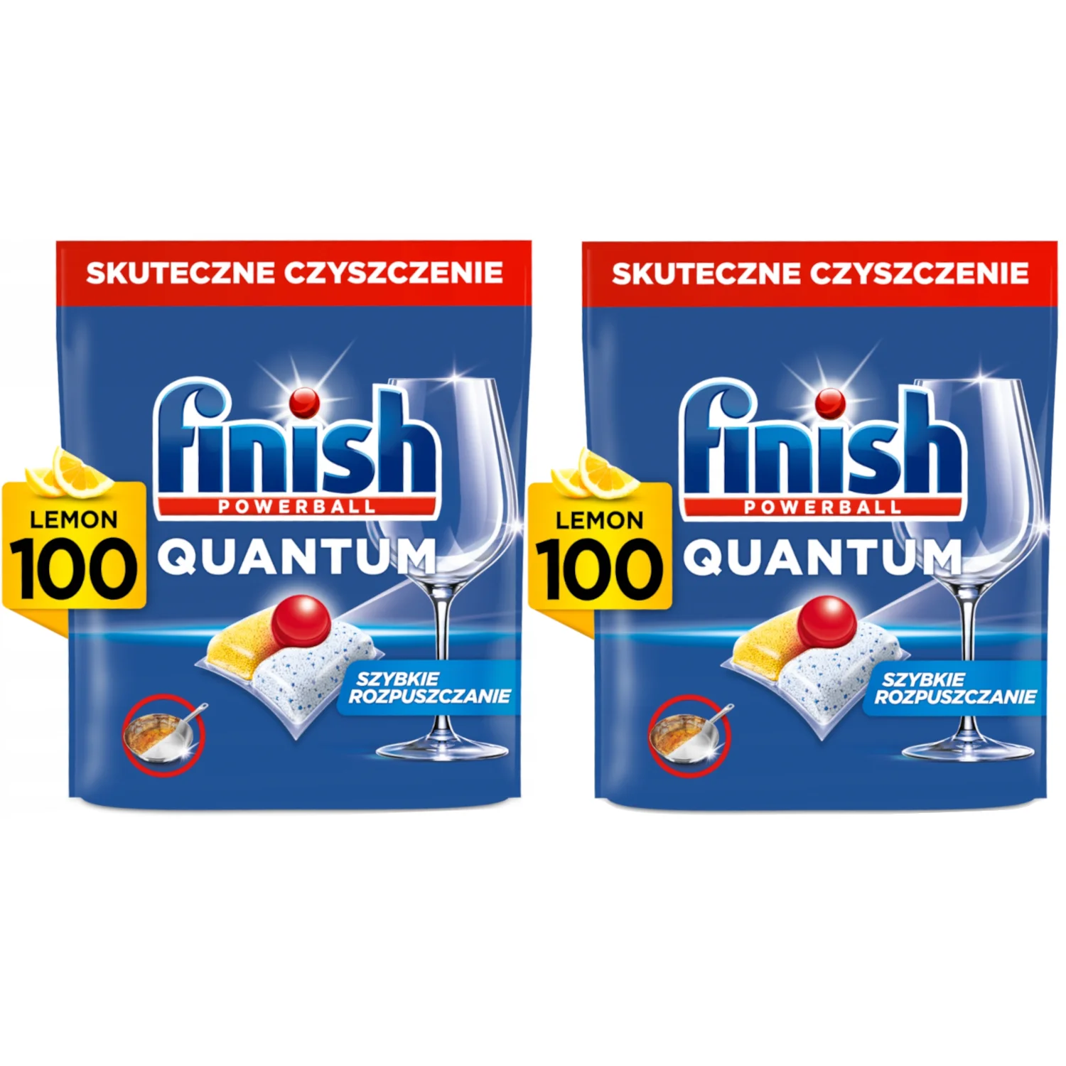 2x FINISH cápsulas para lavavajillas 100 Unidades Quantum Todo en Uno Limón