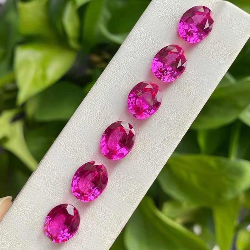

Loose Pink Ruby Pass UV Test Mohs Hardness Gems Oval Cut VVS Loose Gemstone For Diy Jewelry Making/Collection/Setting Gem Beads