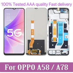 NEW For OPPO A78/A58 5G CPH2483 CPH2495 LCD Display Touch Screen Digitizer Assembly With Frame for OPPO A78 4G CPH2565 LCD OLED