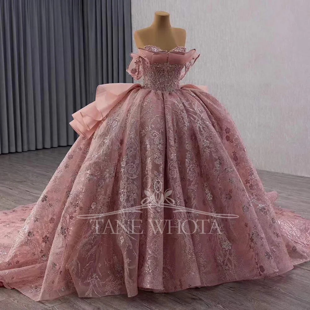 Luxury Evening Dress 2025 Crystal Beaded Pearls Lace Up Back Pink Short Dresses For Special Occasions Formal Dress