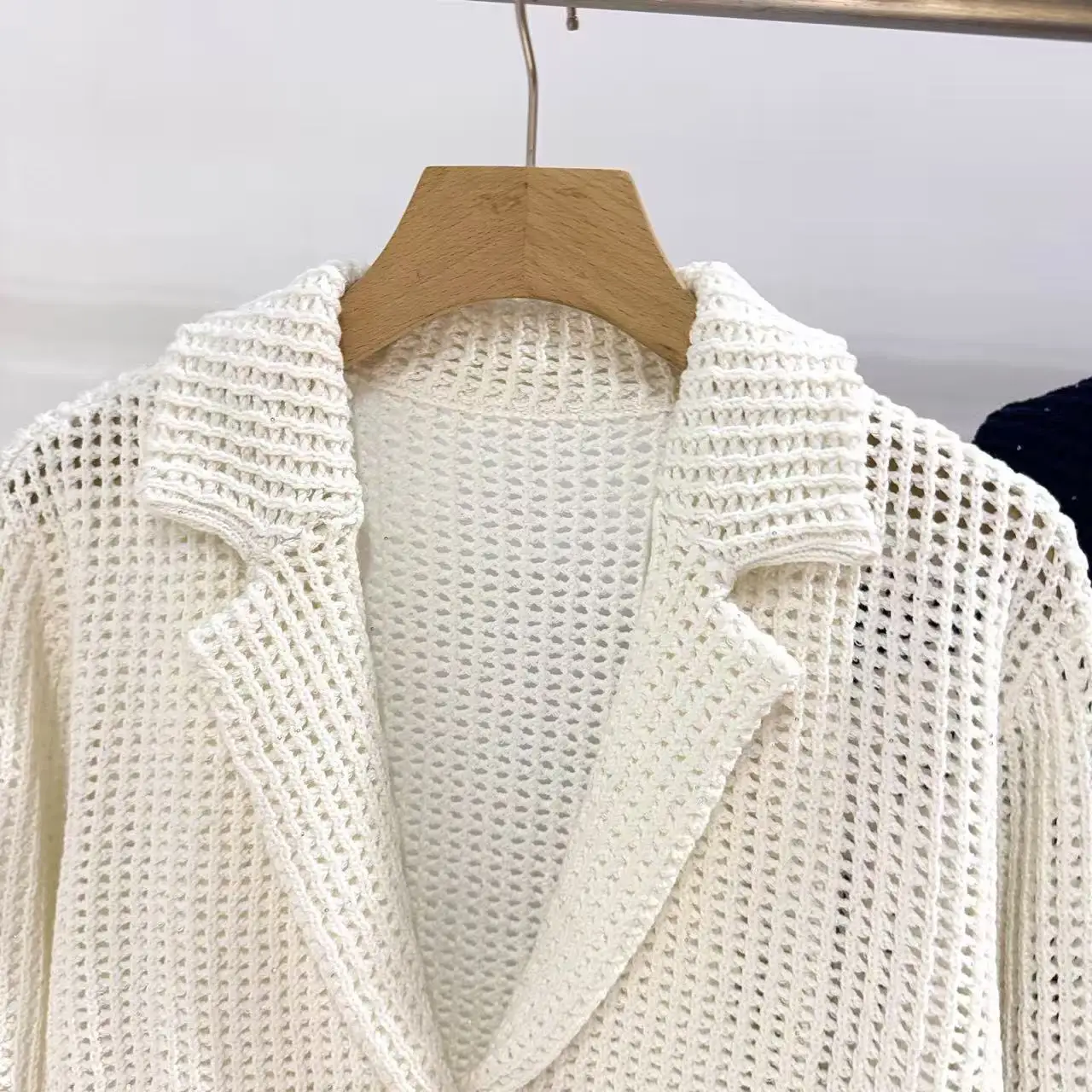Pure cotton luxurious solid color crochet blazer