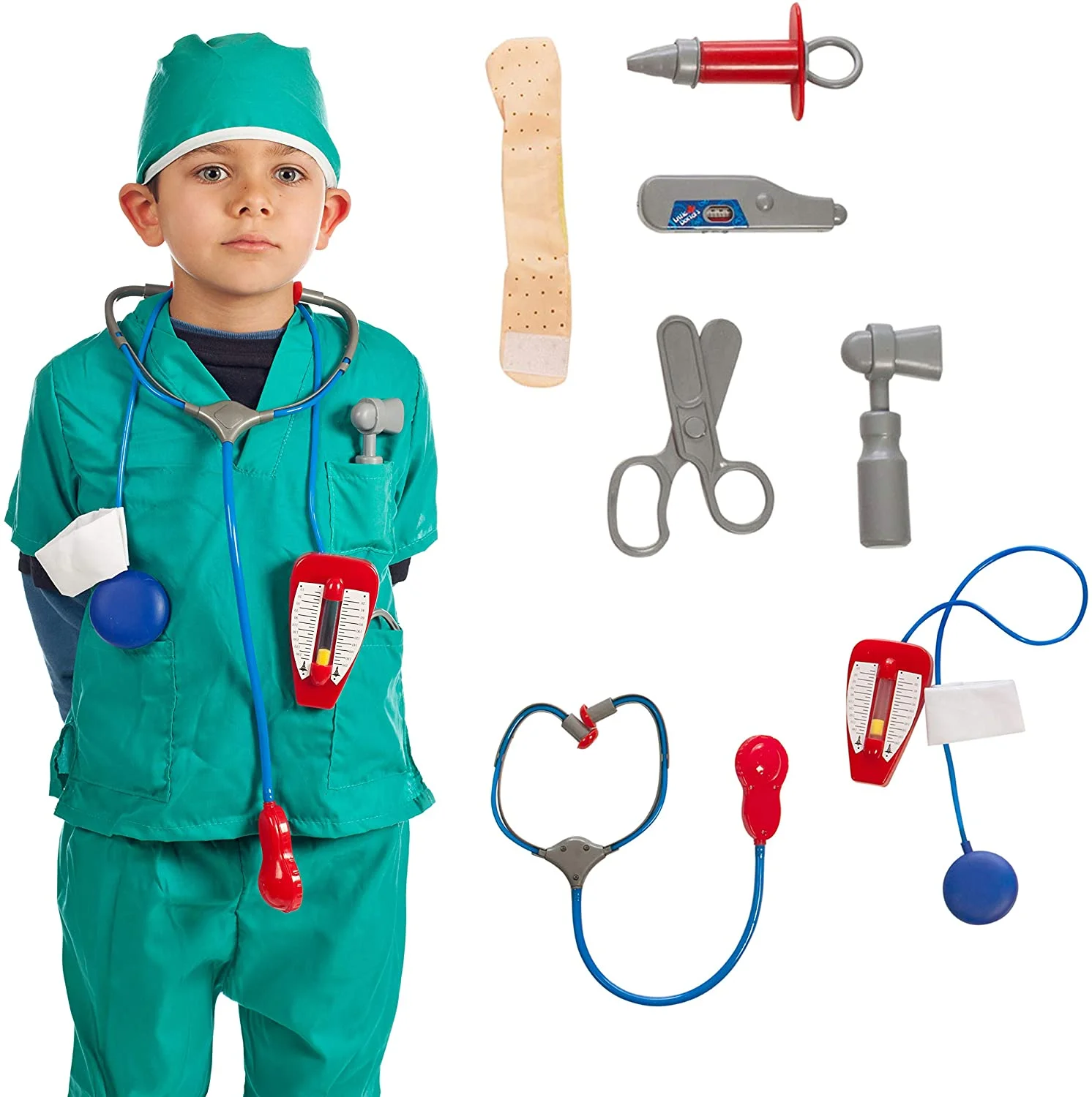 Enfermeira médico cirurgião fantasiar-se trajes 3-8 menino menina halloween traje role play conjunto e acessórios ecológico matetial