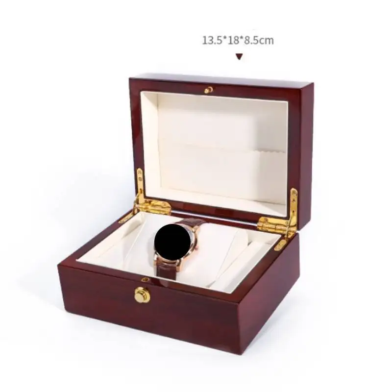Classic Wooden Watch Box Single Slot Wristwatch Display Case Wood Jewelry Bracelet Case Bangle Storage Box Display w/ Cushion