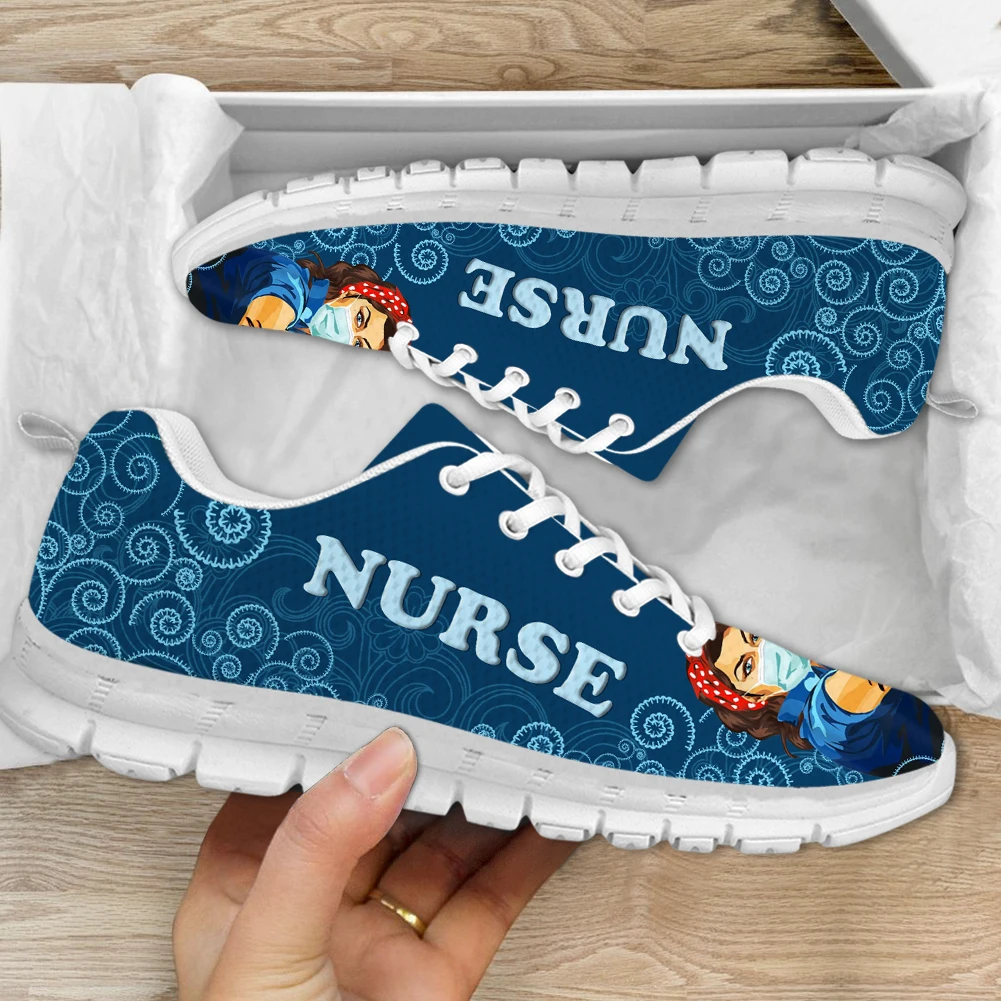 

INSTANTARTS Female Nurse Shoes Lightweight Lace-up Sneakers Strong Nurse Girls Paisley Pattern Women's Sport Shoes Zapatos Mujer