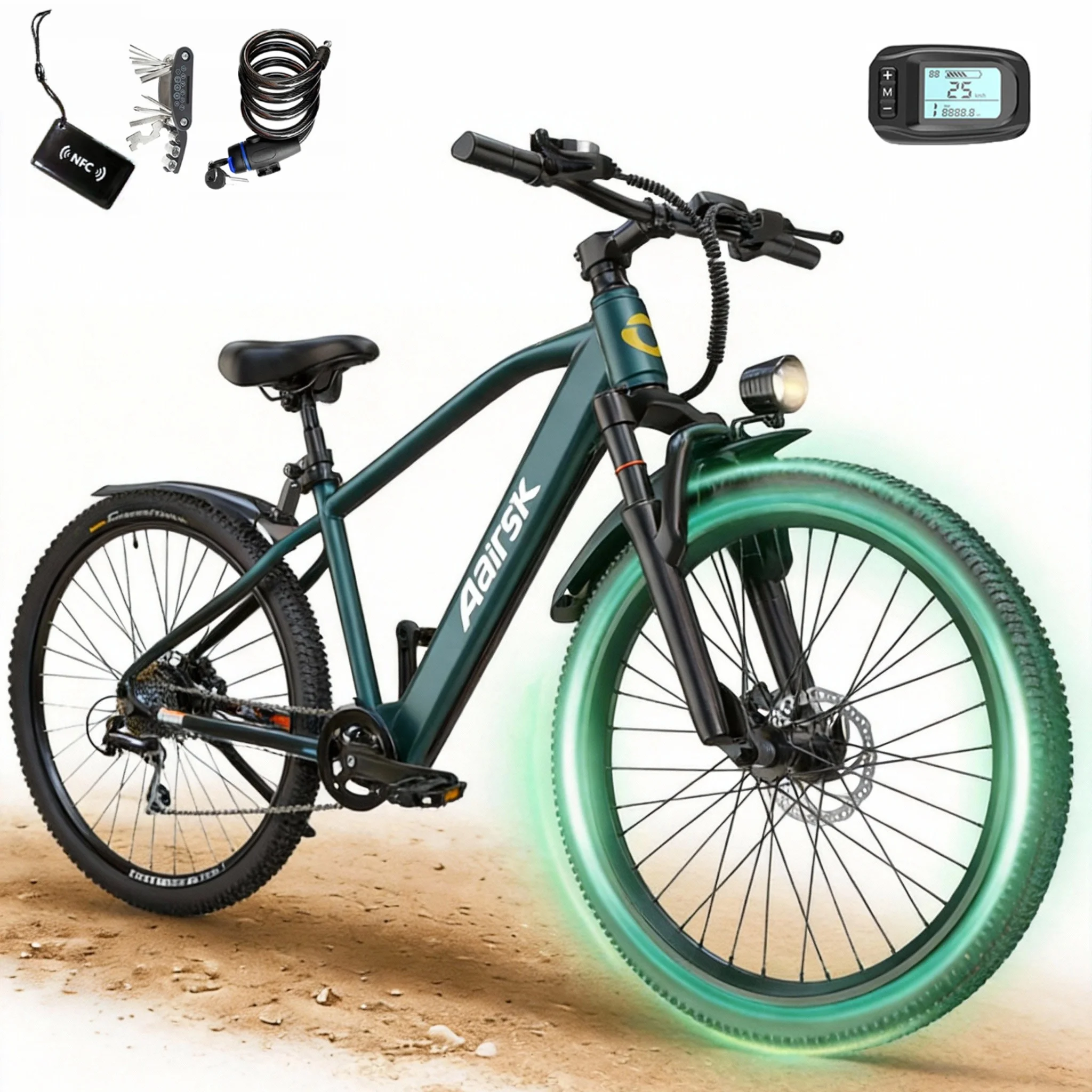 Aairsk Gt300 Elektrofahrrad 26 Zoll Reifen Geeignet für Stadtfahrten 36V 10Ah Akku 7-Gang 250W Motor Elektrofahrrad für Erwachsene