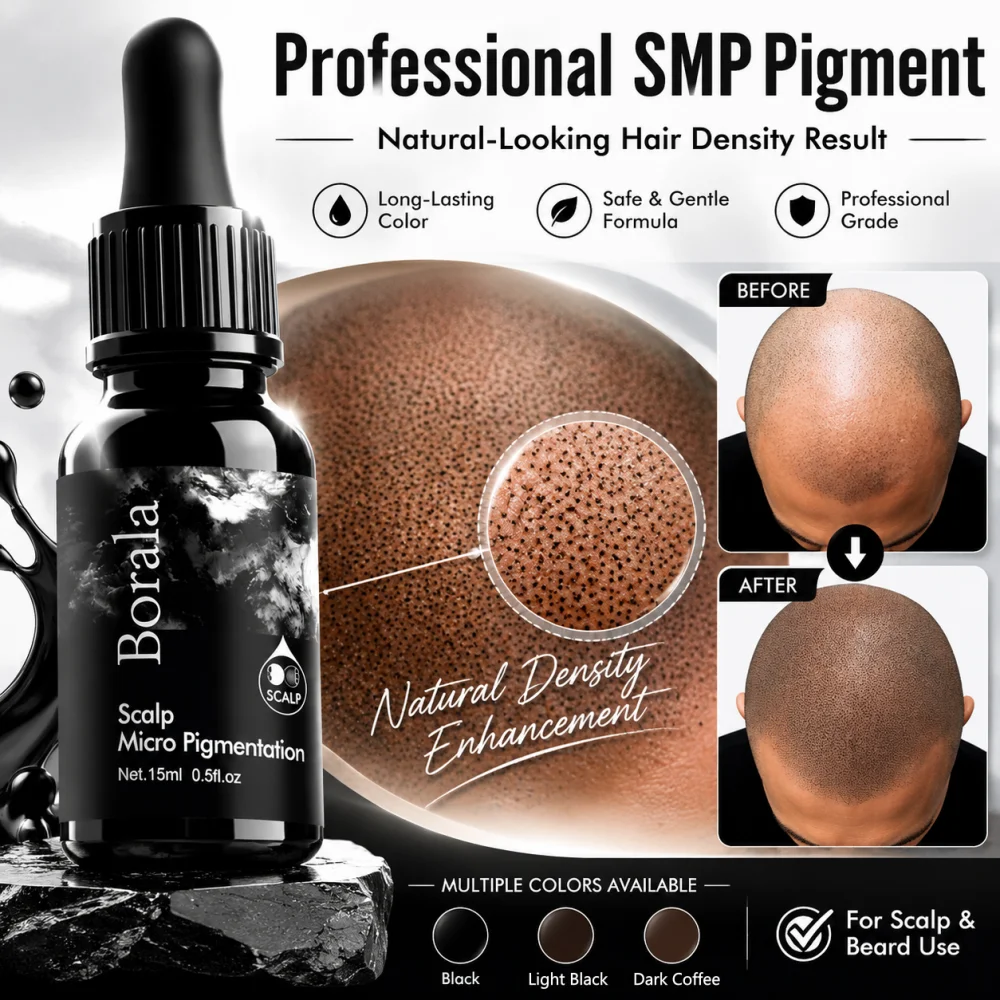 Professional SMP Pigment Scalp Micropigmentation Ink Hair Density Enhancement Formula Long Lasting Natural Look Tattoo Ink 15ML