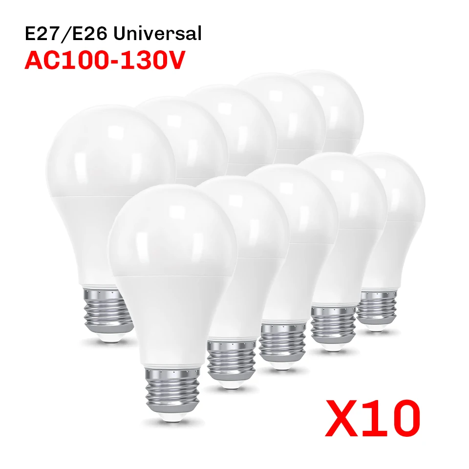 10szt 110V Żarówki LED E26 E27 E14 120V 3W 6W 9W 12W 15W 18W 20W Lampada Bombilla Oświetlenie stołowe Pokój dzienny