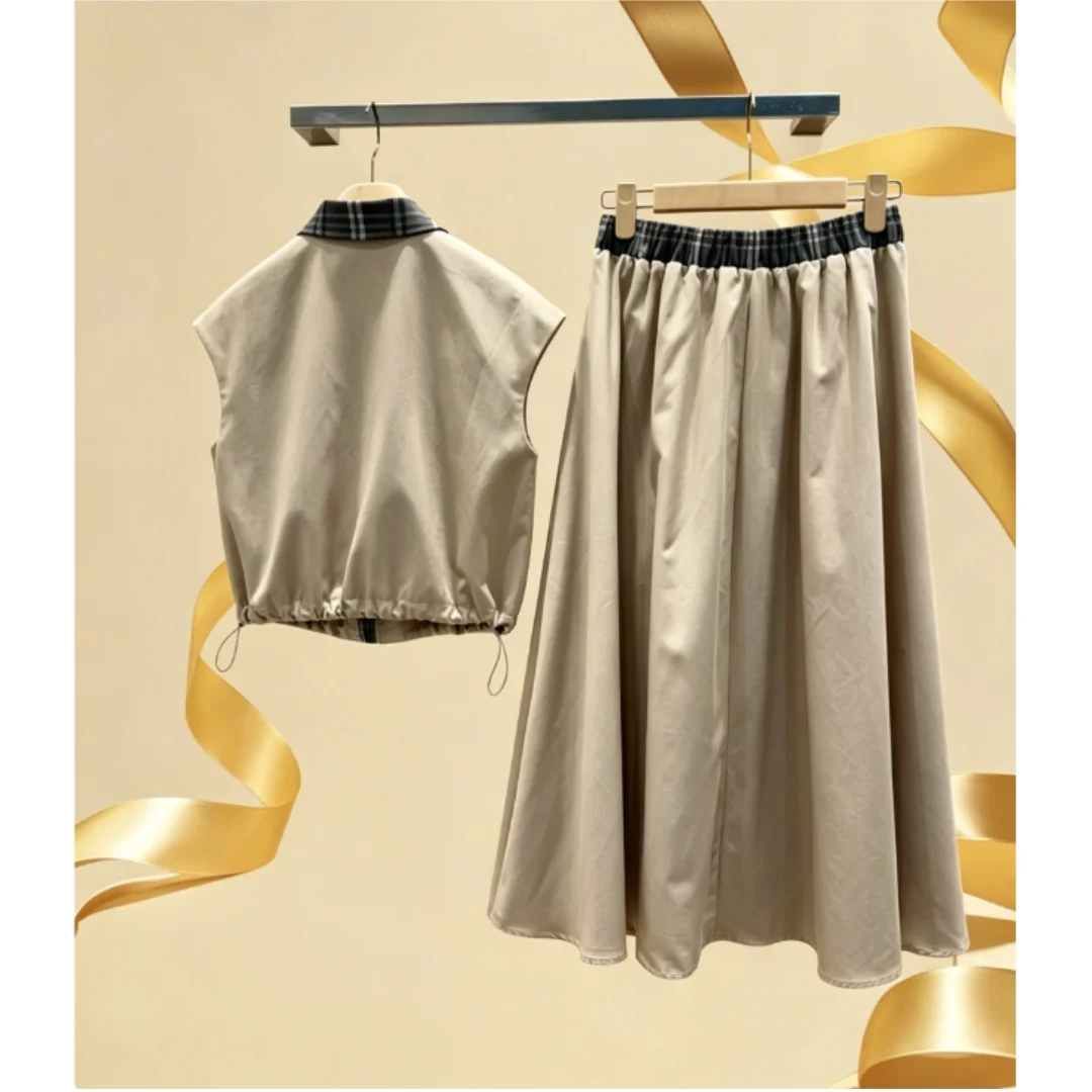 

Summer New Style Women's Fashionable Collar-letter Print Short-sleeved Top And Skirt Set