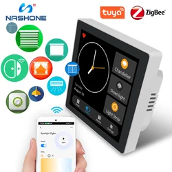 Panel de Control múltiple Zigbee para el hogar, interruptor inteligente de 3 entradas con pantalla táctil LCD, compatible con Alexa y Tuya