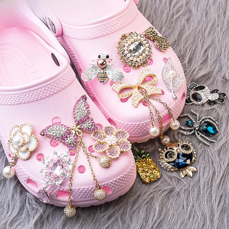 Breloques de chaussures papillon scintillantes, 1 pièce, accessoires de parfum, araignée, éléphant, ours, boucles sabots, sabots, décoration, cadeaux pour filles