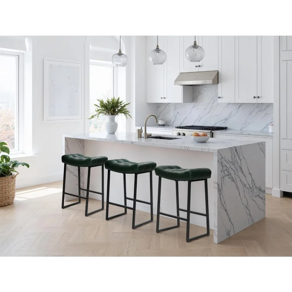 

Современные барные стулья, комплект из 2 штук, для кухонной стойки, высота 24 дюйма, без спинки, с обивкой из искусственной кожи.