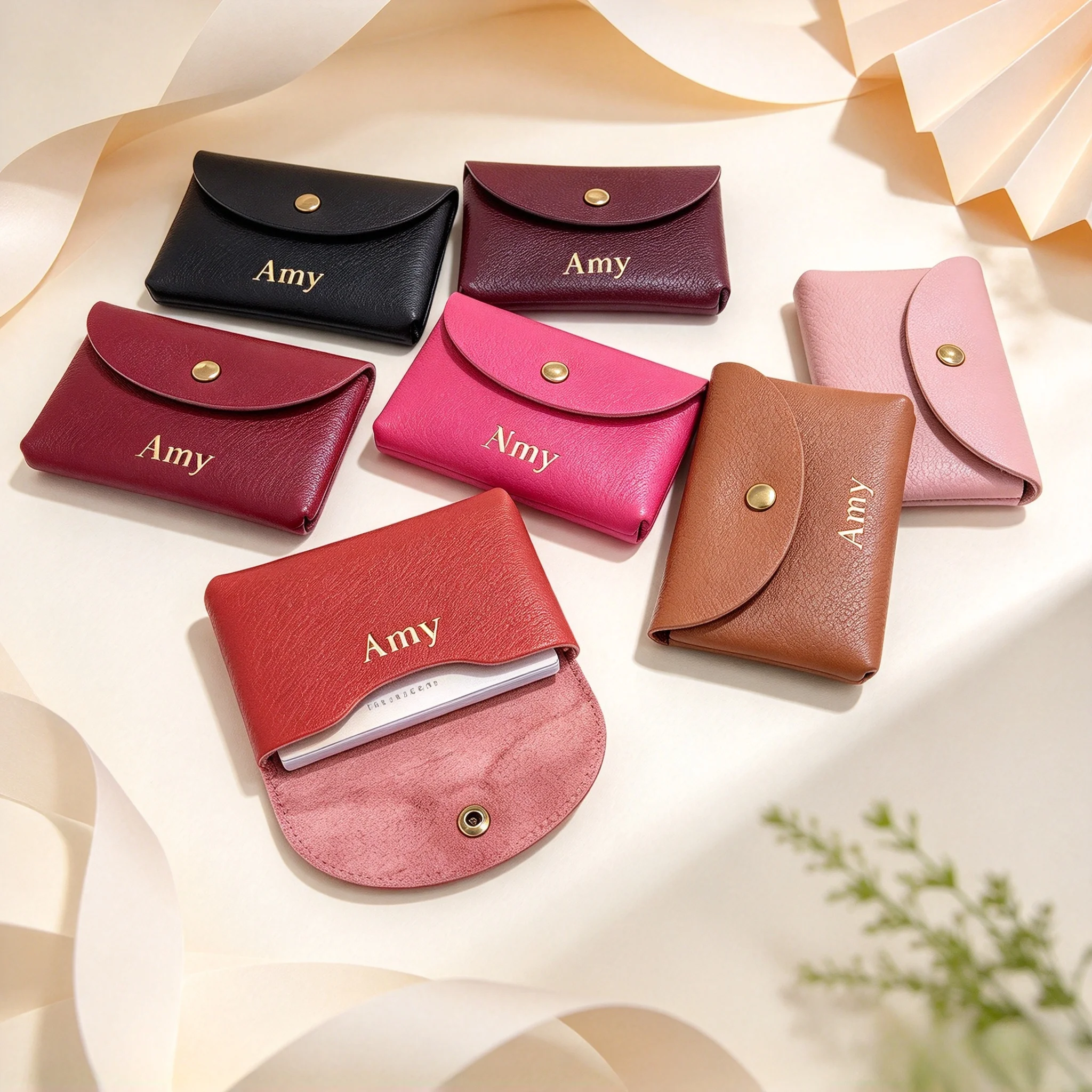 Genuine Leather Custom Name Mini Coin Purse For Women Men Earphone Lipstick Key Storage Cosmetic Bag Luxury Elegant Wallet