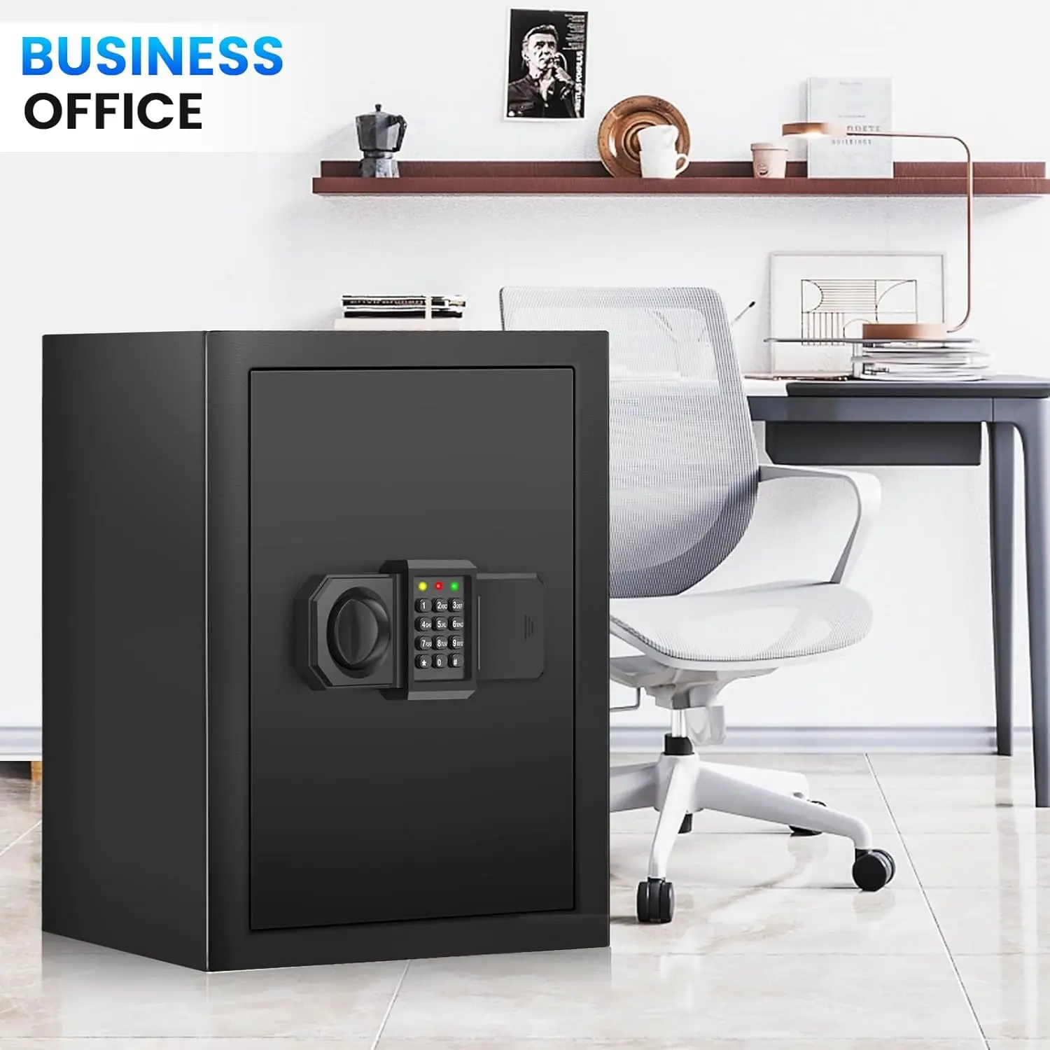 2.6 Cuft Fireproof Safe for Home Use, All Steel Fire Safe Box with Programmable Keypad, Backup Keys and Alarm System, Anti-Theft