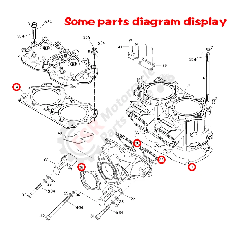 완전한 SeaDoo 947/951 가스켓 키트, XP GTX GSX LTD RX LRV 1998-2002에 적합, P/N:290888131 290889150 420888132, 제트 스키 부품