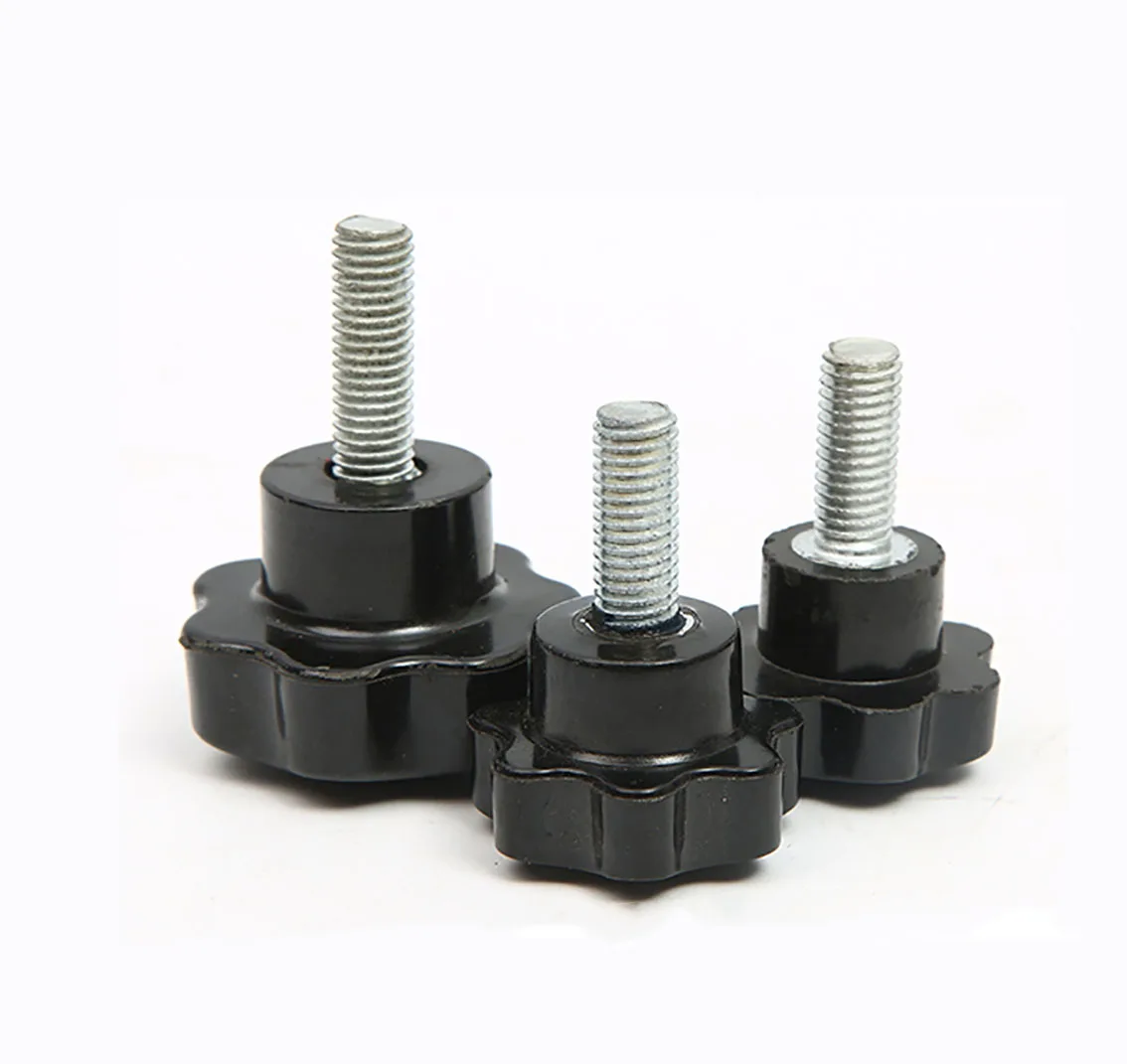 1Pcs M10 Star Shape Thread Clamping Handle Bolt Bakelite Hand Knob Tightening Screw Industry Equipment Plastic Steel