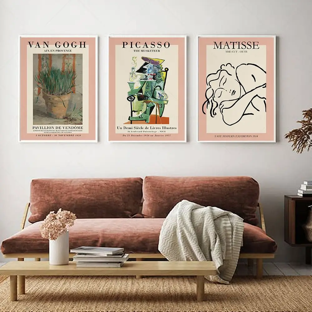 Vintage Van Gogh Picasso Matisse Joan Miro Wall Art Canvas Painting Nordic Posters And Prints Wall Picture For Living Room Decor