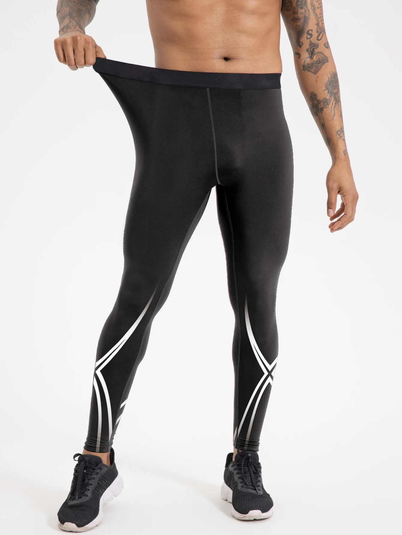 سراويل اللياقة البدنية مع ملصقات مطبوعة للتدريب، سريعة الجفاف، مسامية، ماصة للعرق، وسراويل جري مرنة #4