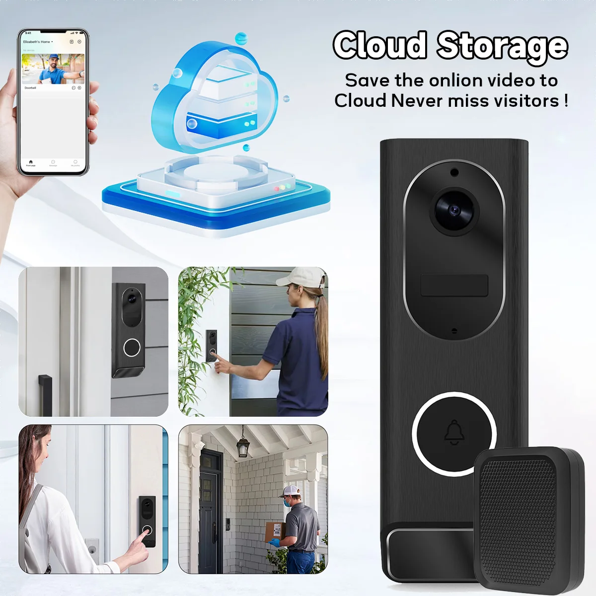 S7 1080P Wireless Video campanello telecamera WiFi Smart Door Bell IP66 Smart Home Security Motion Detect Night Vision Intercom Bell